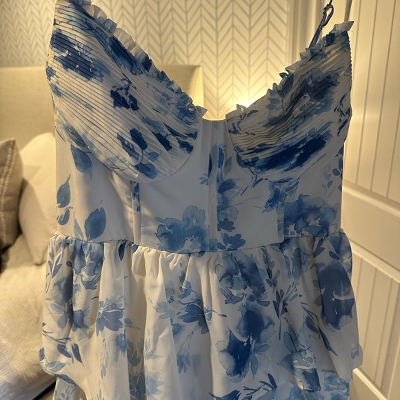 Birdy Grey Lola Dress Chiffon Blue Rococo Floral - Picture 3 of 5